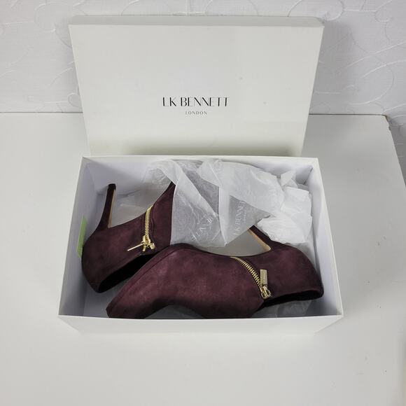 LK Bennett Doris Womens Boots Size 37.5 Purple Suede Stiletto Ankle Booties NEW - Picture 12 of 14